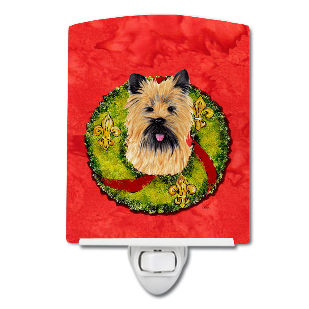 Cairn Terrier Christmas Wreath Ceramic Night Light