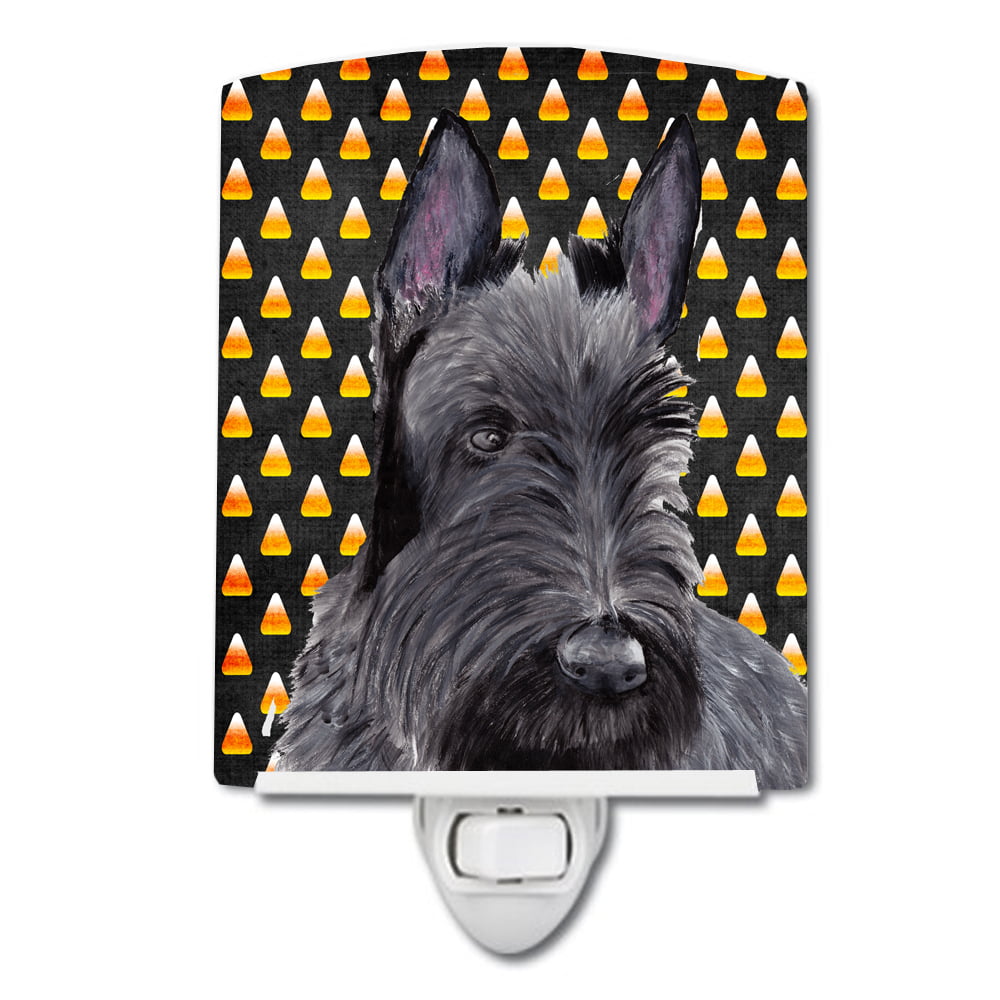 Scottish Terrier Candy Corn Halloween Portrait Ceramic Night Light