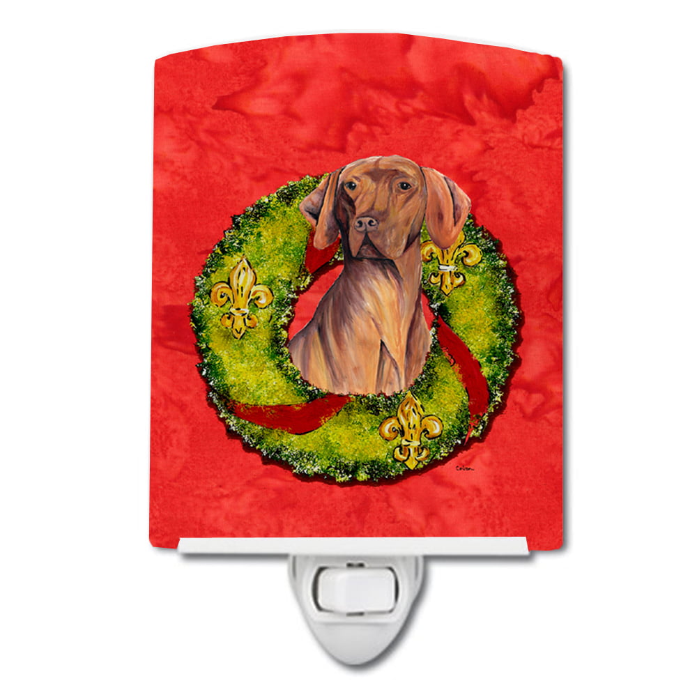 Vizsla Christmas Wreath Ceramic Night Light