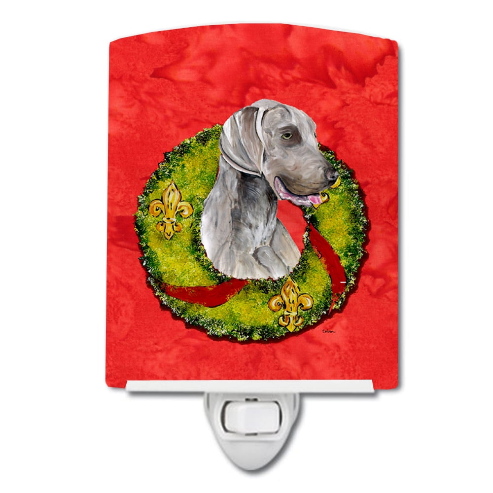 Weimaraner Christmas Wreath Ceramic Night Light