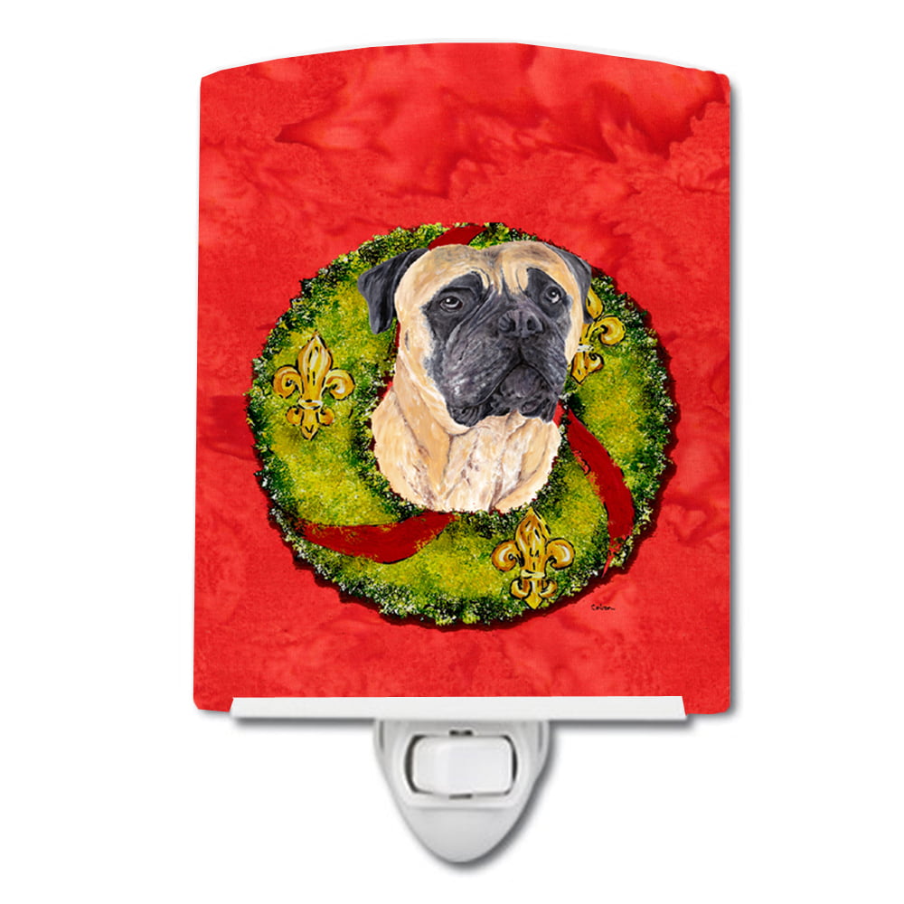 Mastiff Christmas Wreath Ceramic Night Light