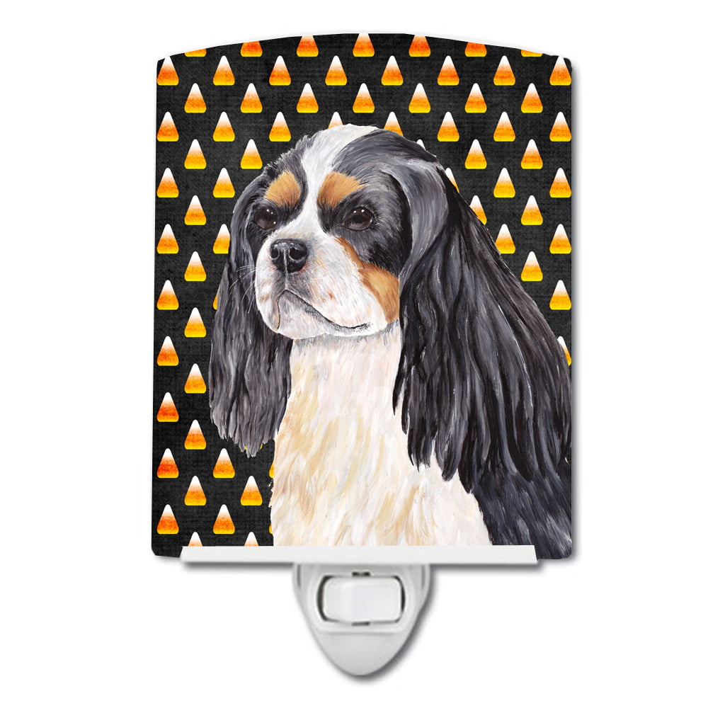 Cavalier Spaniel Tricolor Candy Corn Halloween Portrait Ceramic Night Light