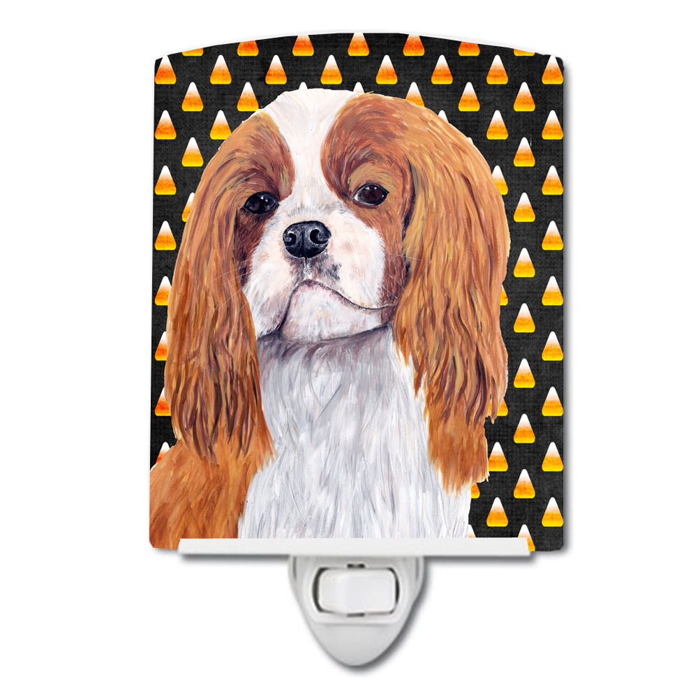 Cavalier Spaniel Blenheim Candy Corn Halloween Portrait Ceramic Night Light