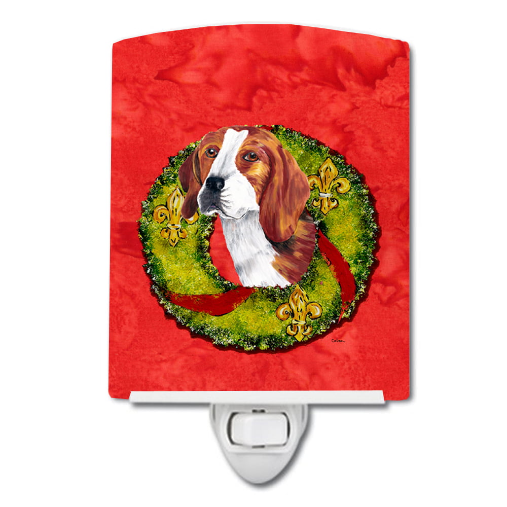 Beagle Christmas Wreath Ceramic Night Light