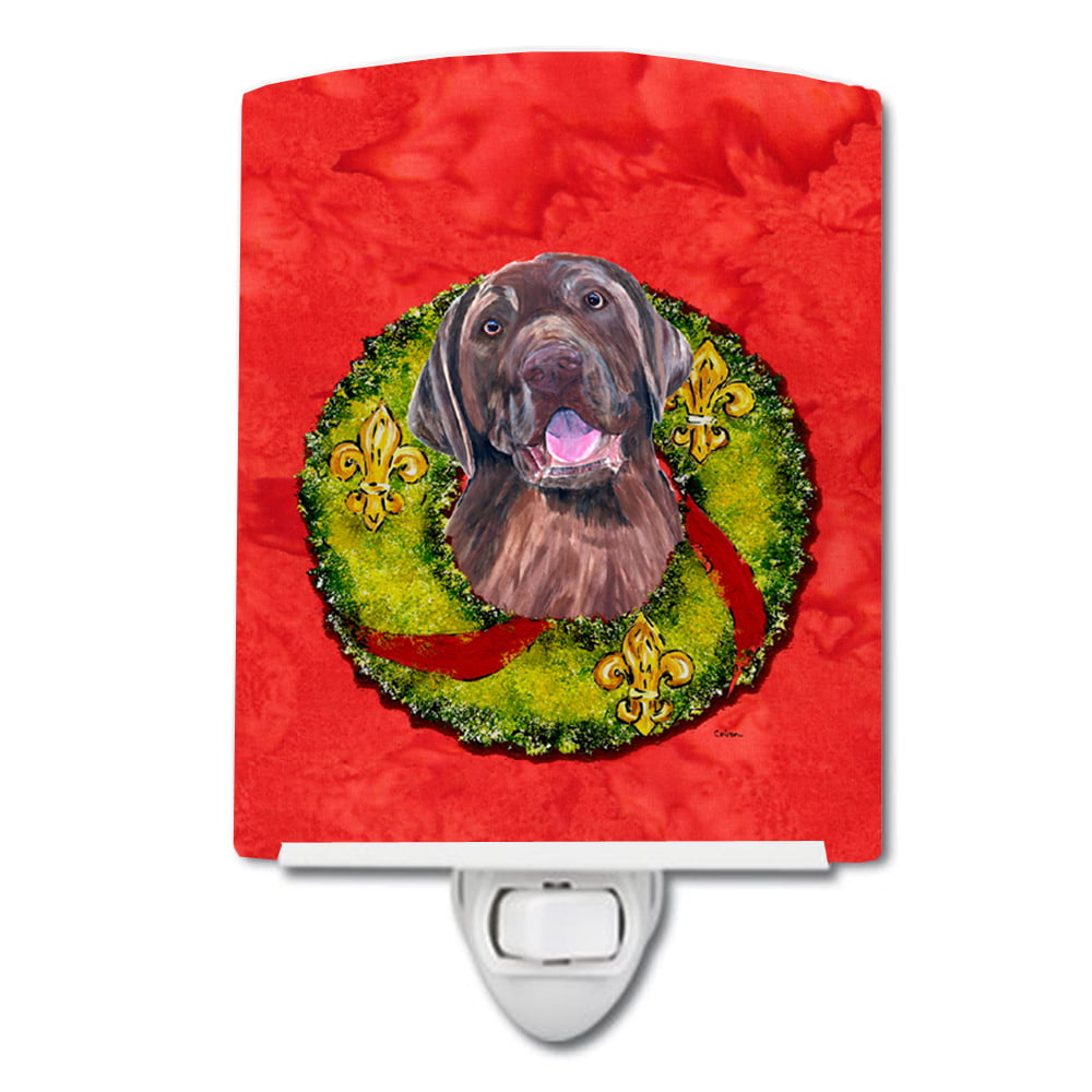 Labrador Christmas Wreath Ceramic Night Light