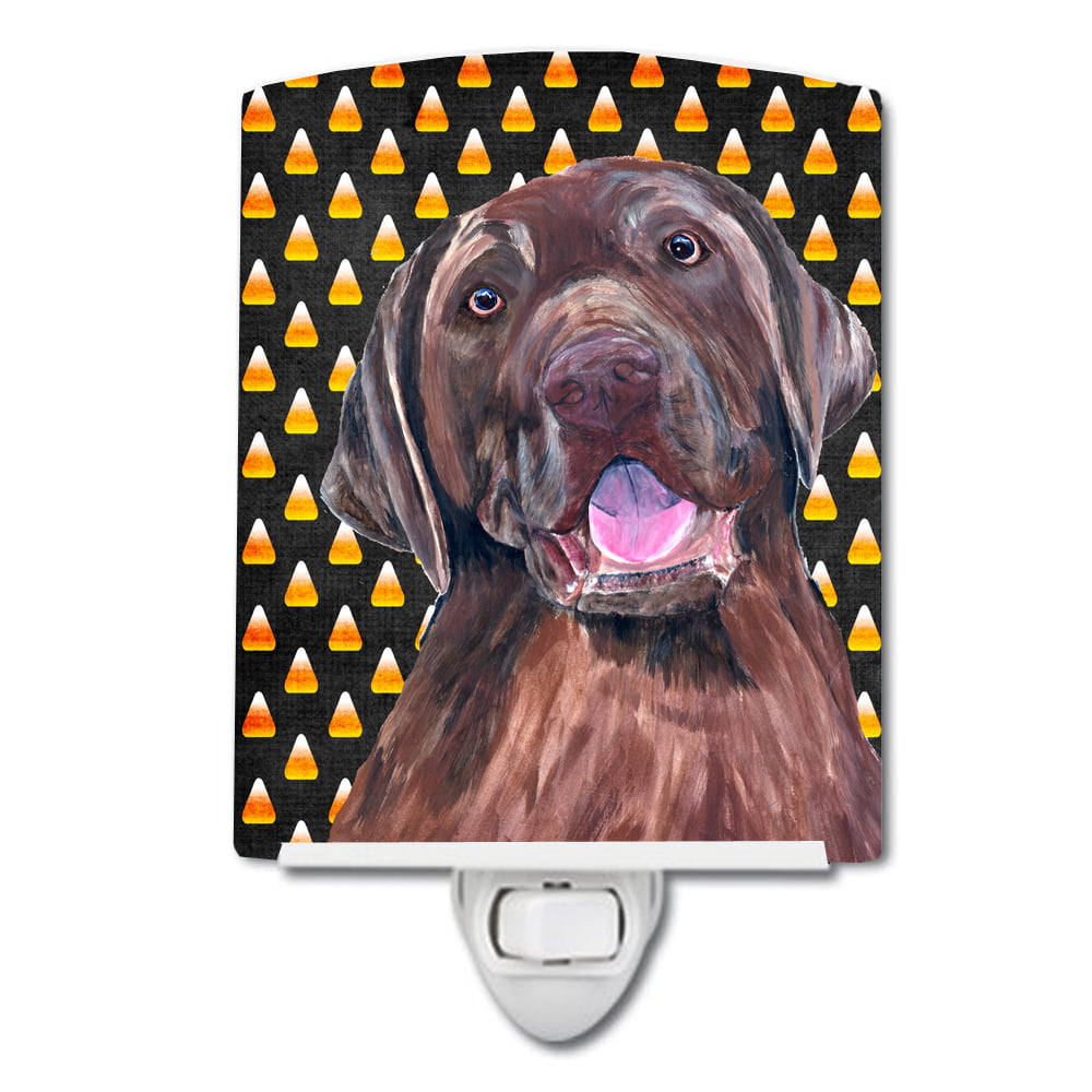 Labrador Chocolate Candy Corn Halloween Portrait Ceramic Night Light