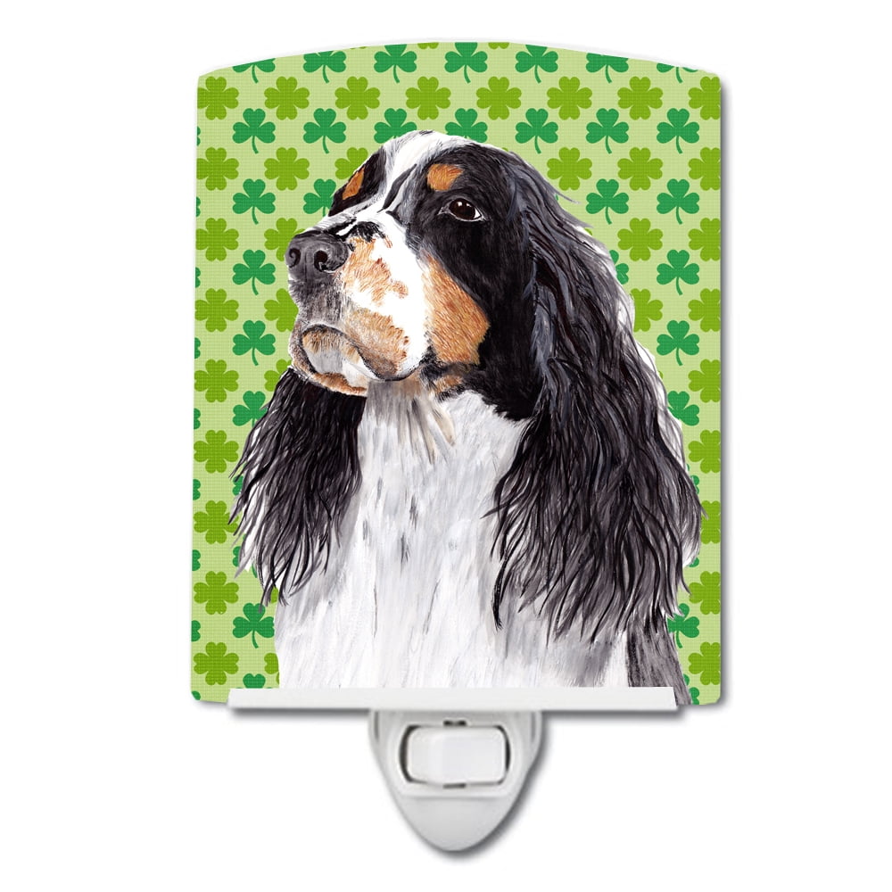 Springer Spaniel St. Patricks Day Shamrock Portrait Ceramic Night Light