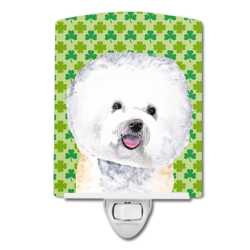 Bichon Frise St. Patricks Day Shamrock Portrait Ceramic Night Light