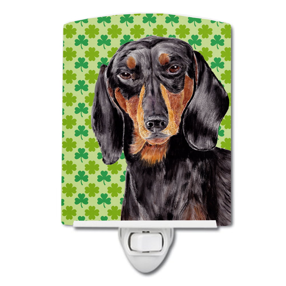 Dachshund St. Patricks Day Shamrock Portrait Ceramic Night Light