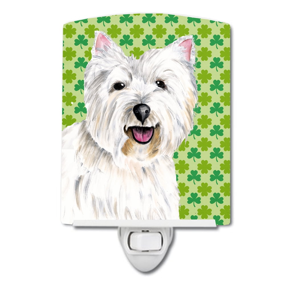 Westie St. Patricks Day Shamrock Portrait Ceramic Night Light