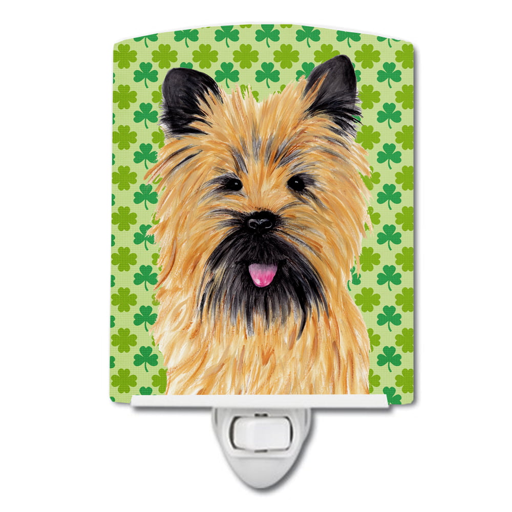Cairn Terrier St. Patricks Day Shamrock Portrait Ceramic Night Light