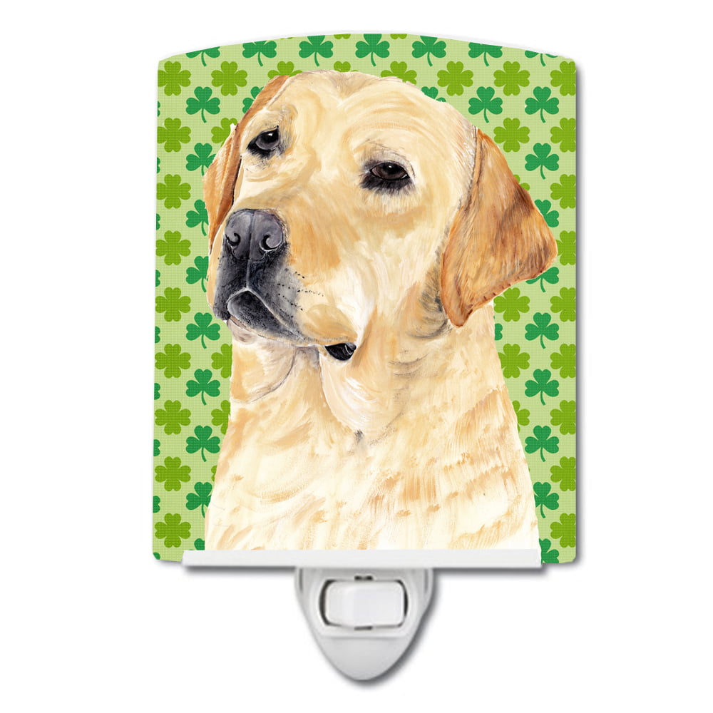 Labrador Yellow St. Patricks Day Shamrock Portrait Ceramic Night Light