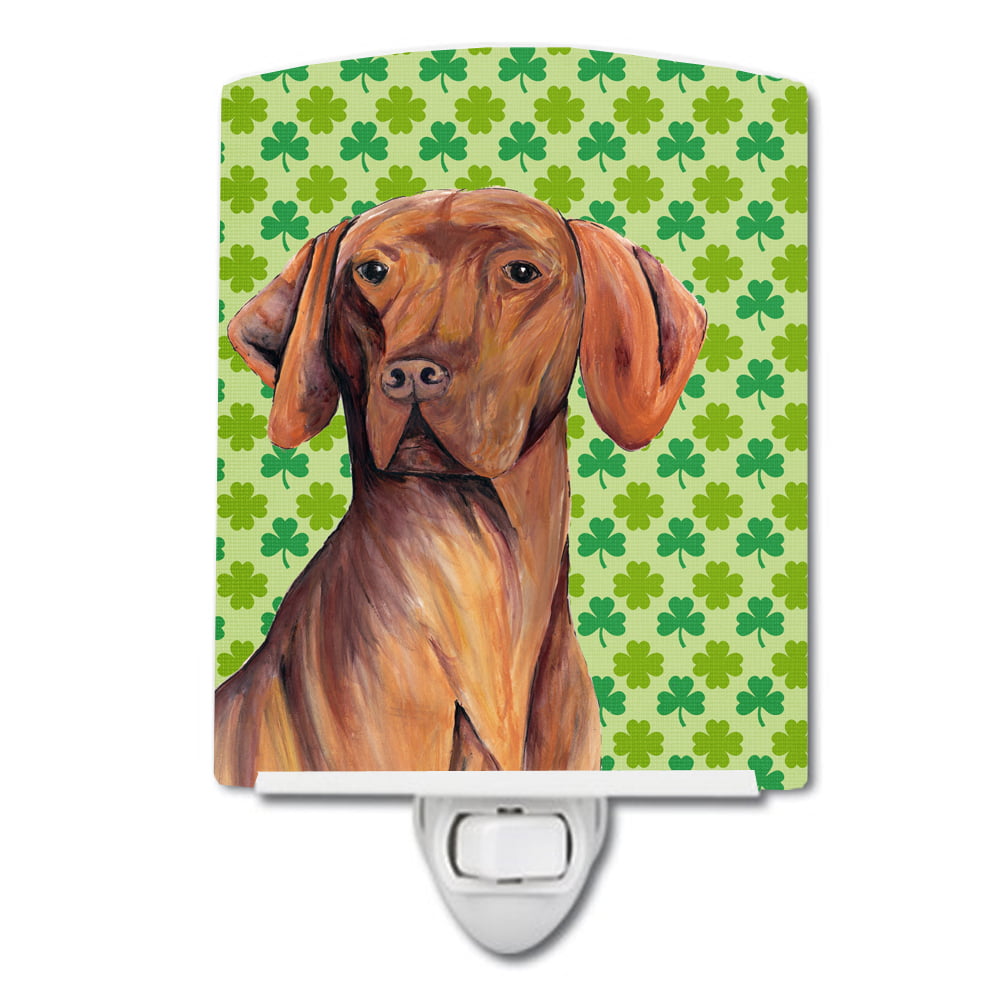 Vizsla St. Patricks Day Shamrock Portrait Ceramic Night Light
