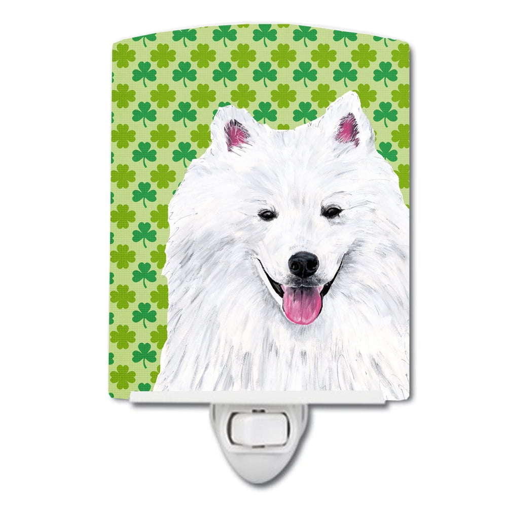 American Eskimo St. Patricks Day Shamrock Portrait Ceramic Night Light