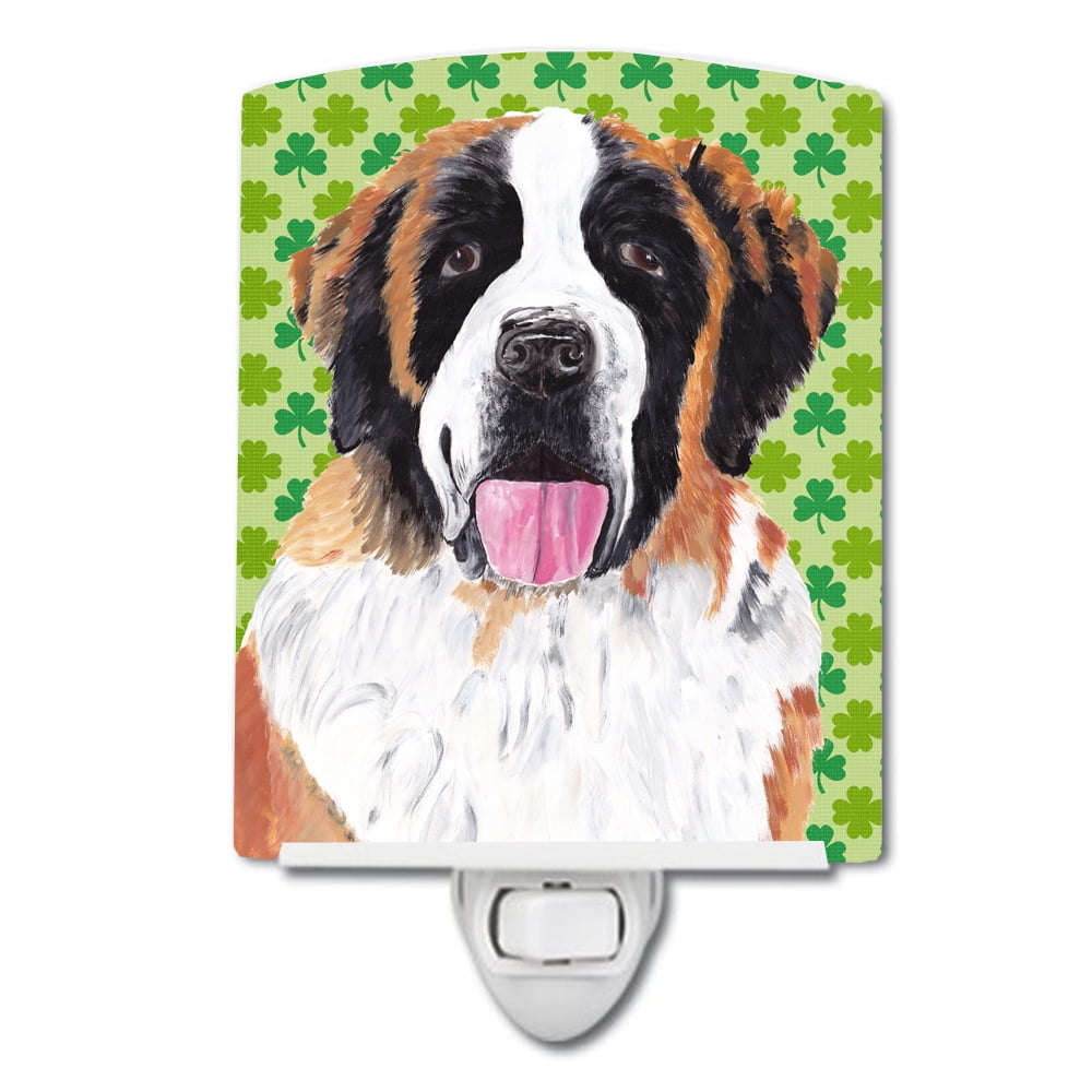 Saint Bernard St. Patricks Day Shamrock Portrait Ceramic Night Light