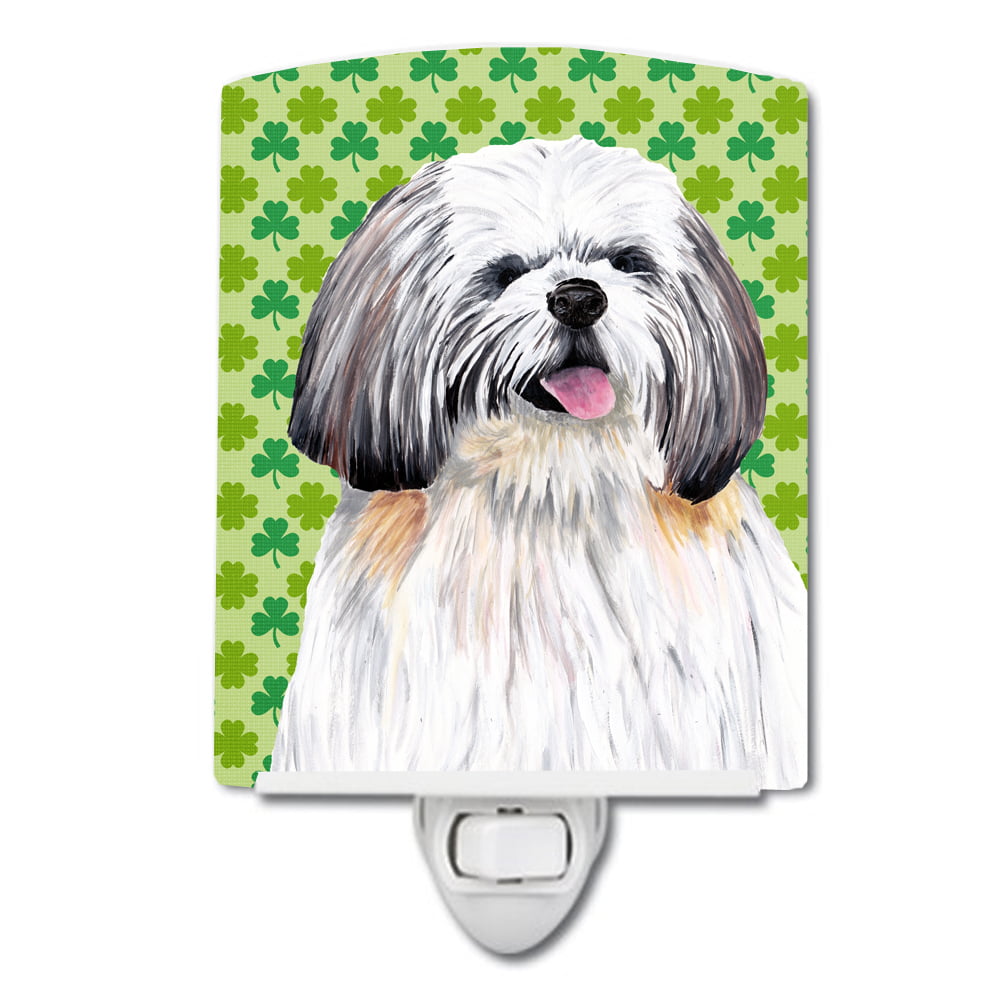 Shih Tzu St. Patricks Day Shamrock Portrait Ceramic Night Light