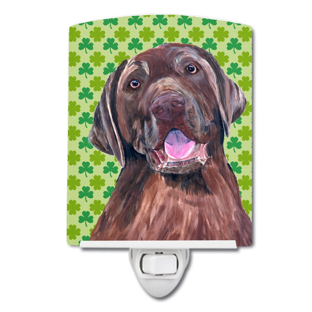 Labrador Chocolate St. Patricks Day Shamrock Portrait Ceramic Night Light