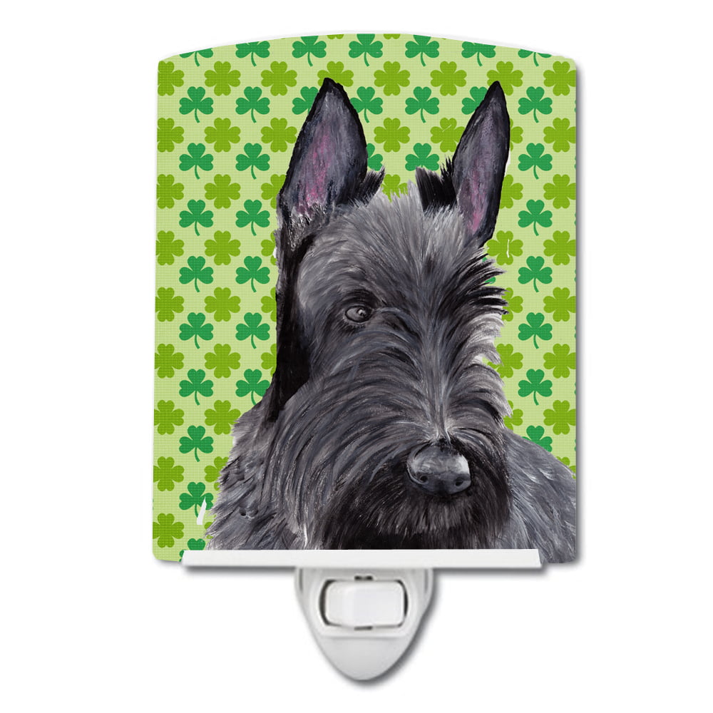 Scottish Terrier St. Patricks Day Shamrock Portrait Ceramic Night Light