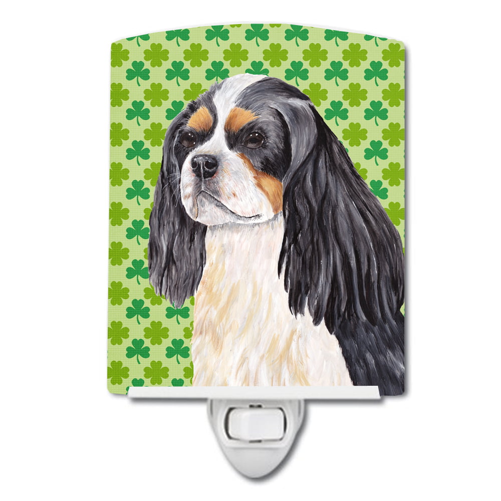 Cavalier Spaniel St. Patricks Day Shamrock Portrait Ceramic Night Light