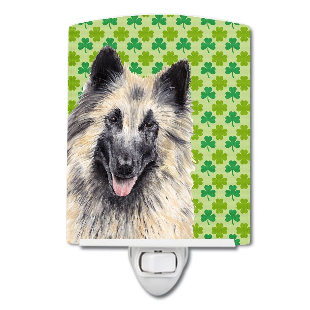 Belgian Tervuren St. Patricks Day Shamrock Portrait Ceramic Night Light