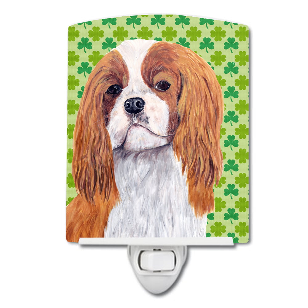 Cavalier Spaniel St. Patricks Day Shamrock Portrait Ceramic Night Light