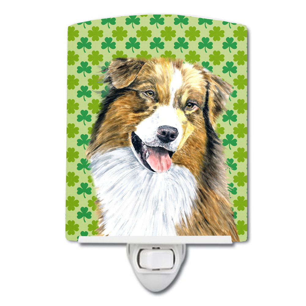 Australian Shepherd St. Patricks Day Shamrock Ceramic Night Light