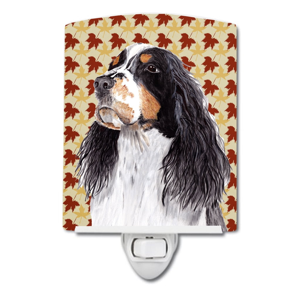 SC9202CNL Springer Spaniel Fall Leaves Portrait Ceramic Night Light
