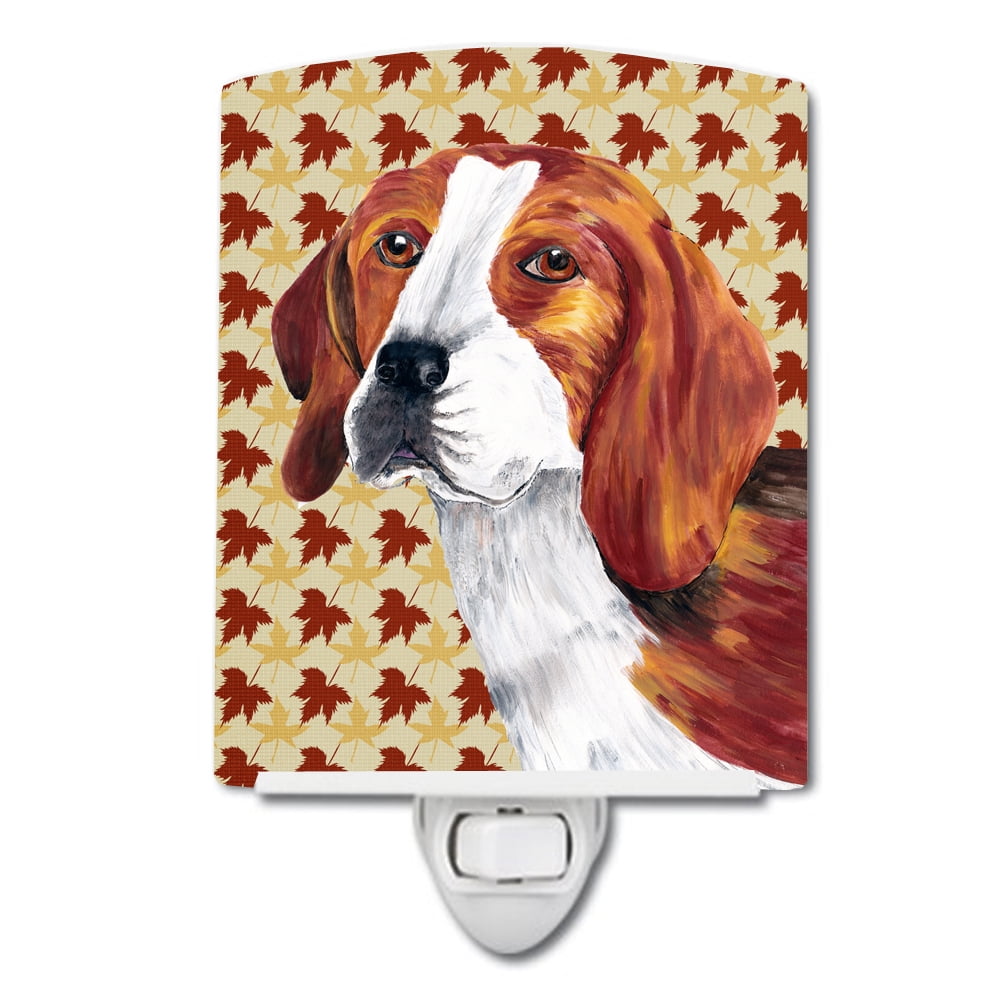 Beagle Fall Leaves Portrait Ceramic Night Light