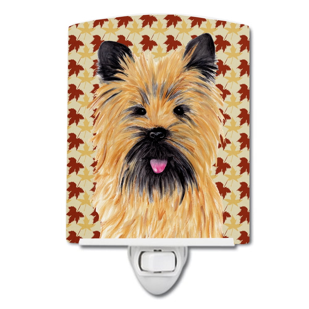 Cairn Terrier Fall Leaves Portrait Ceramic Night Light