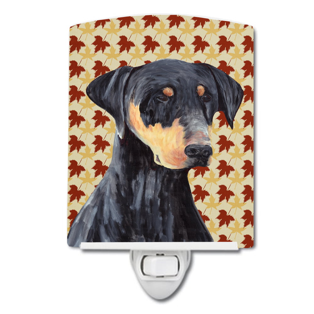 SC9217CNL Doberman Fall Leaves Portrait Ceramic Night Light