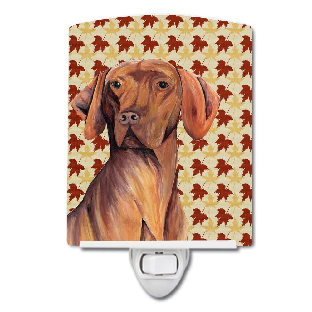 Vizsla Fall Leaves Portrait Ceramic Night Light