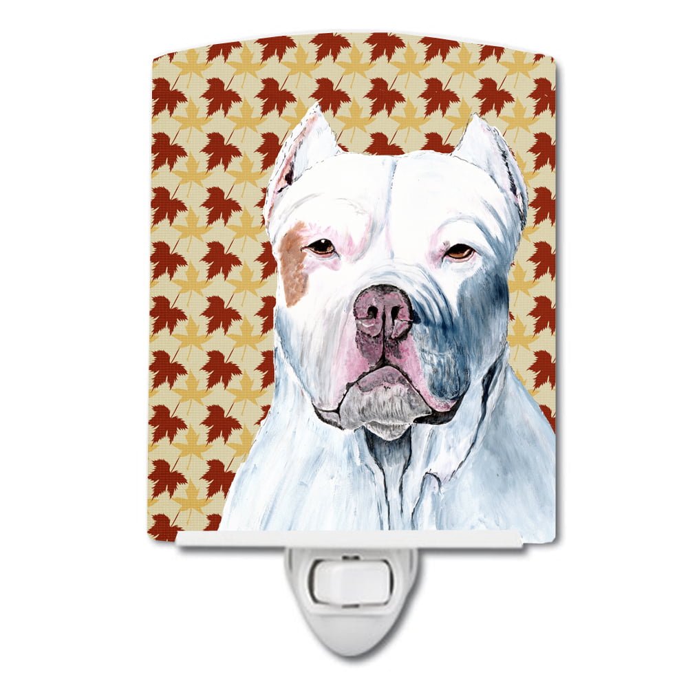 Pit Bull Fall Leaves Portrait Ceramic Night Light
