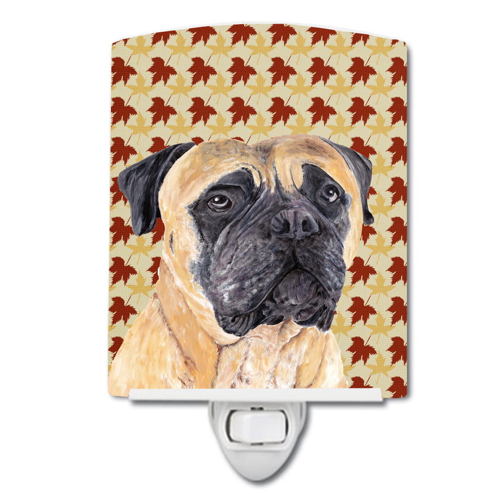 Mastiff Fall Leaves Portrait Ceramic Night Light