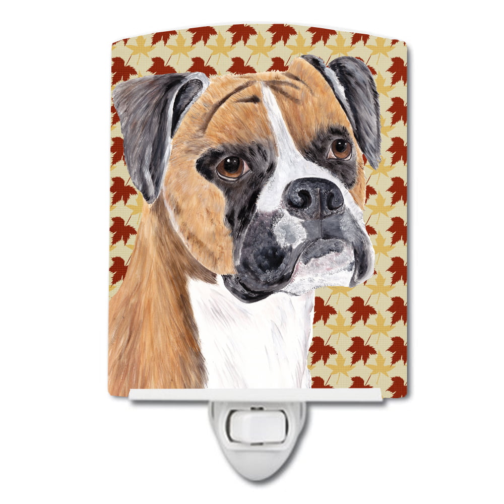 SC9230CNL Boxer Fall Leaves Portrait Ceramic Night Light