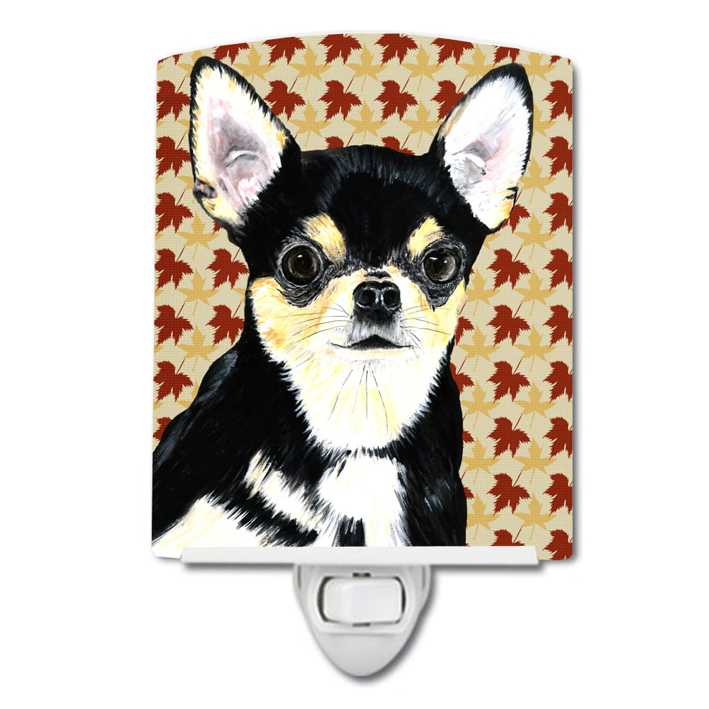Chihuahua Fall Leaves Portrait Ceramic Night Light