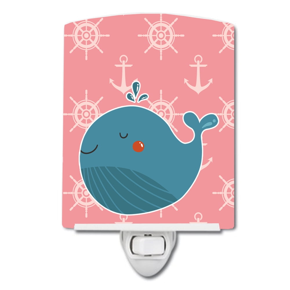 BB7160CNL Whale on Pink Nautical Ceramic Night Light