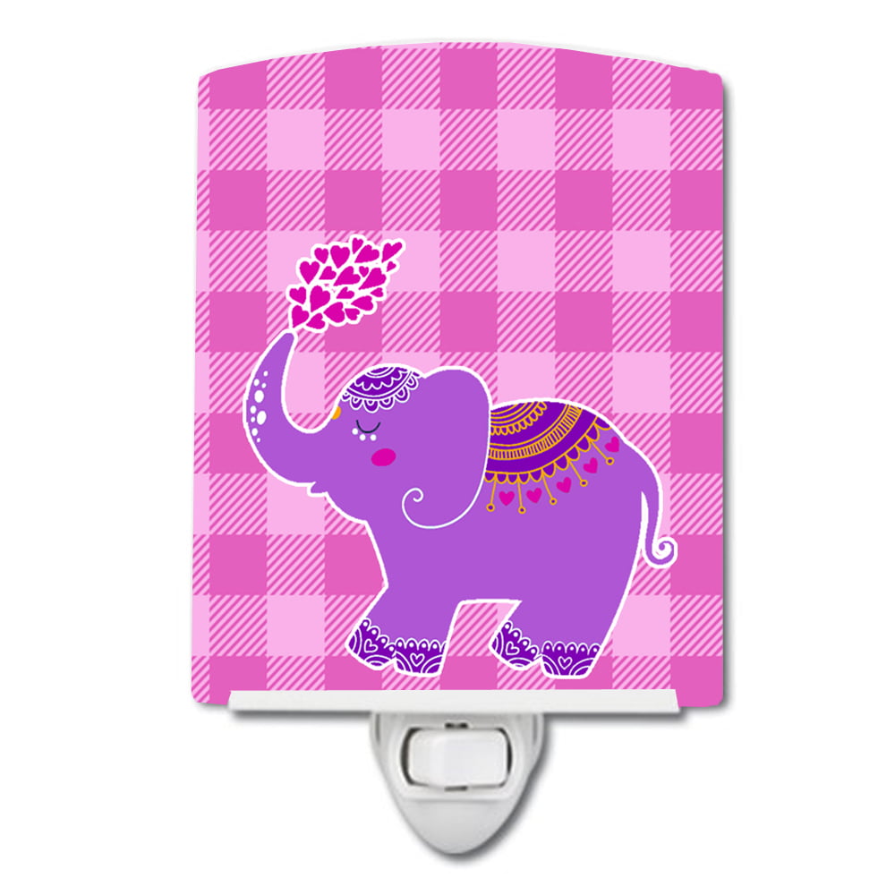 Purple Elephant Ceramic Night Light