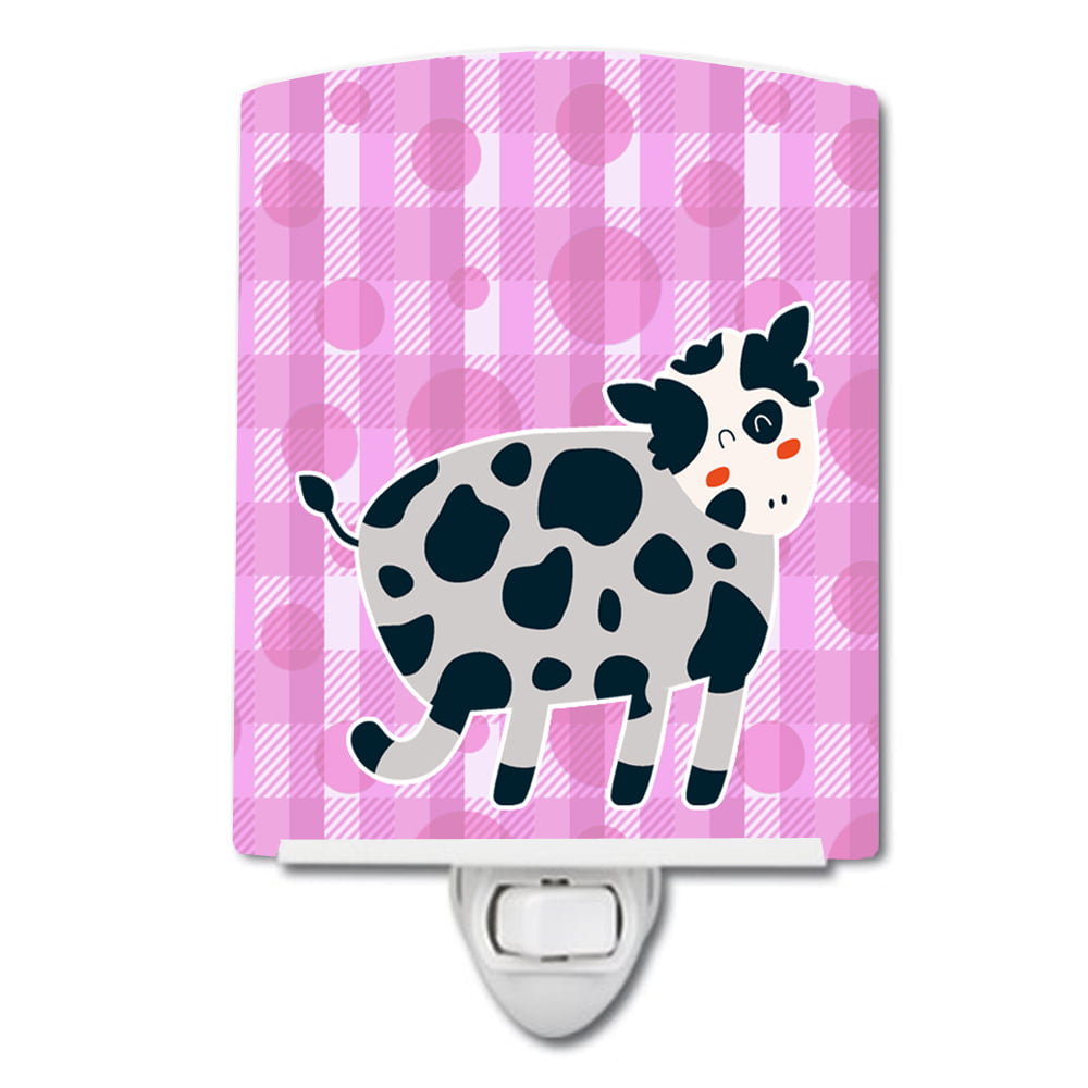 Cow on Pink Polkadots Ceramic Night Light
