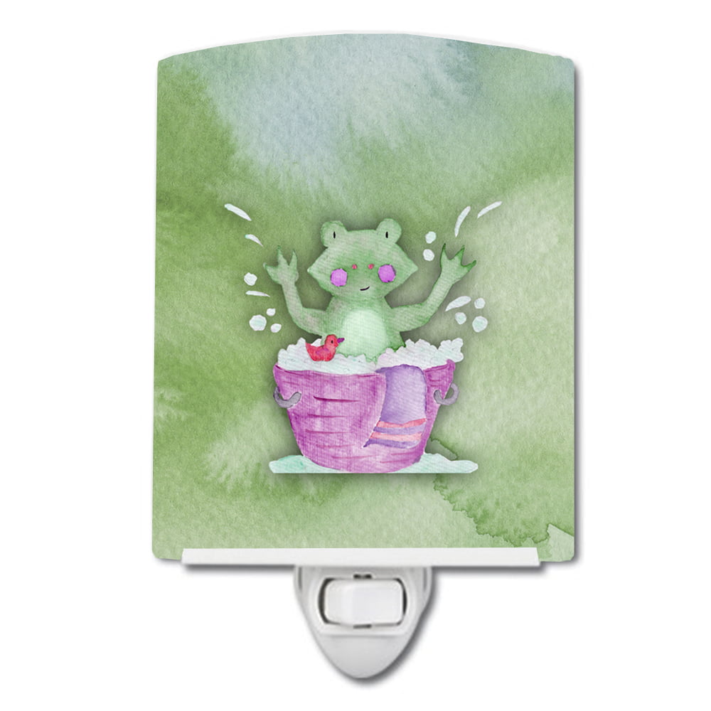 BB7343CNL Frog Bathing Watercolor Ceramic Night Light