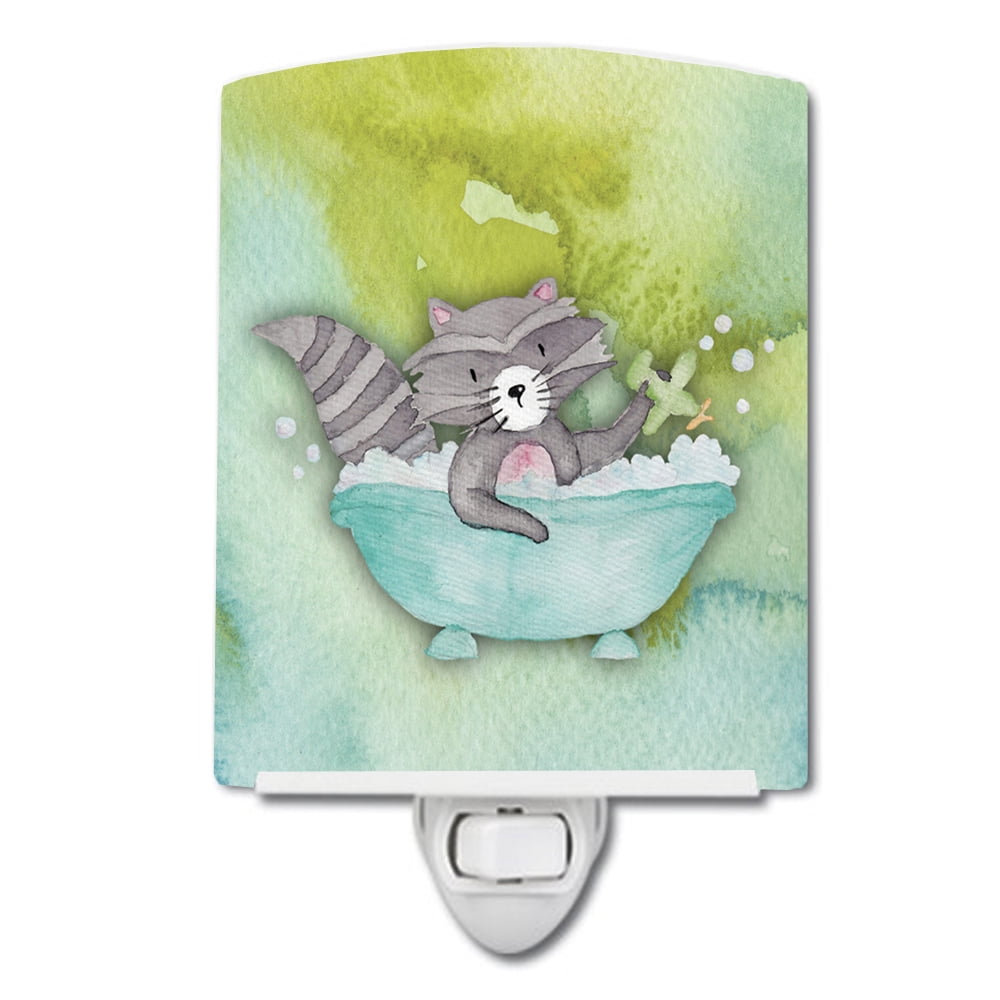 Raccoon Bathing Watercolor Ceramic Night Light