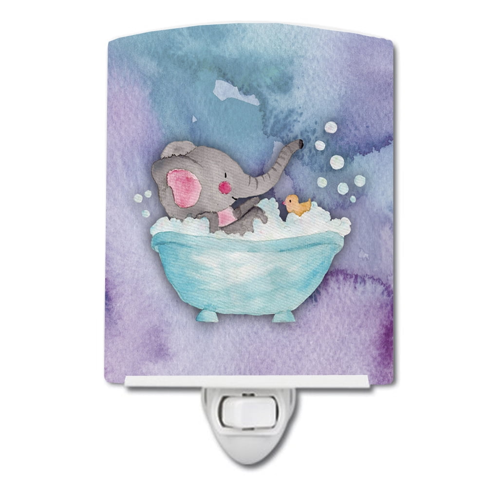 BB7346CNL Elephant Bathing Watercolor Ceramic Night Light