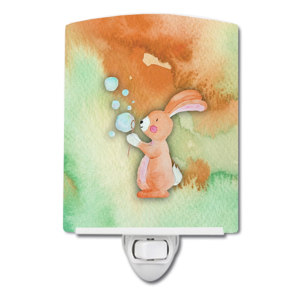 Rabbit & Bubbles Watercolor Ceramic Night Light