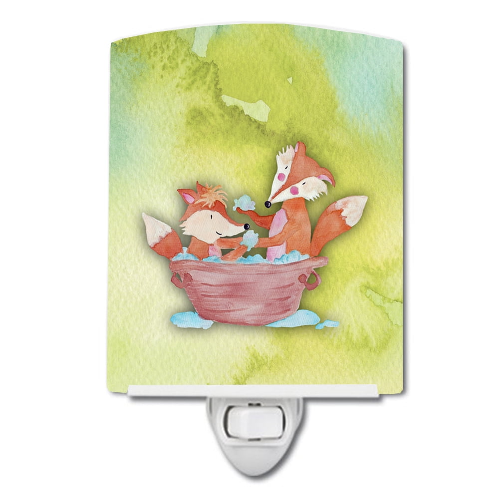 BB7350CNL Foxes Bathing Watercolor Ceramic Night Light