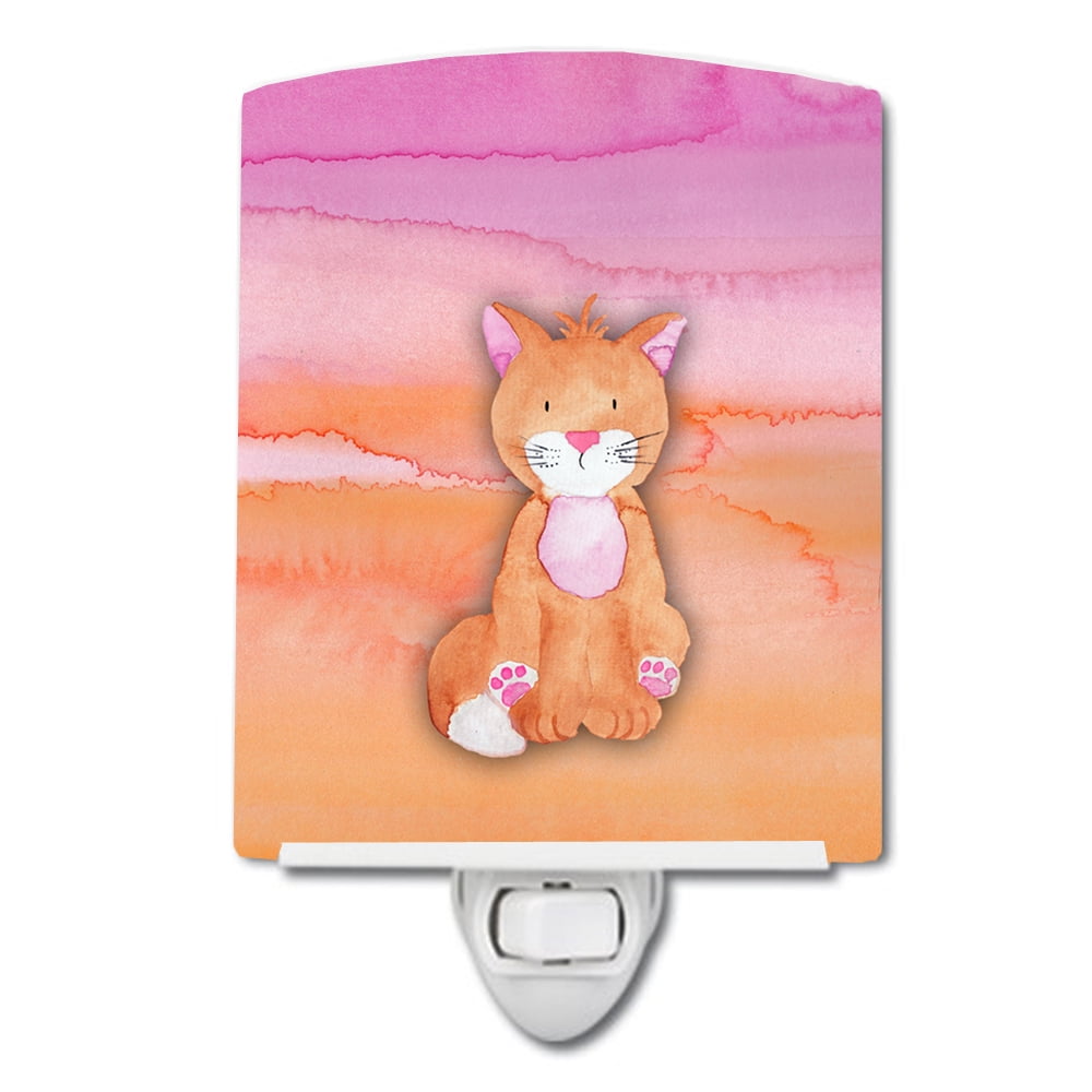 BB7354CNL Orange Cat Watercolor Ceramic Night Light