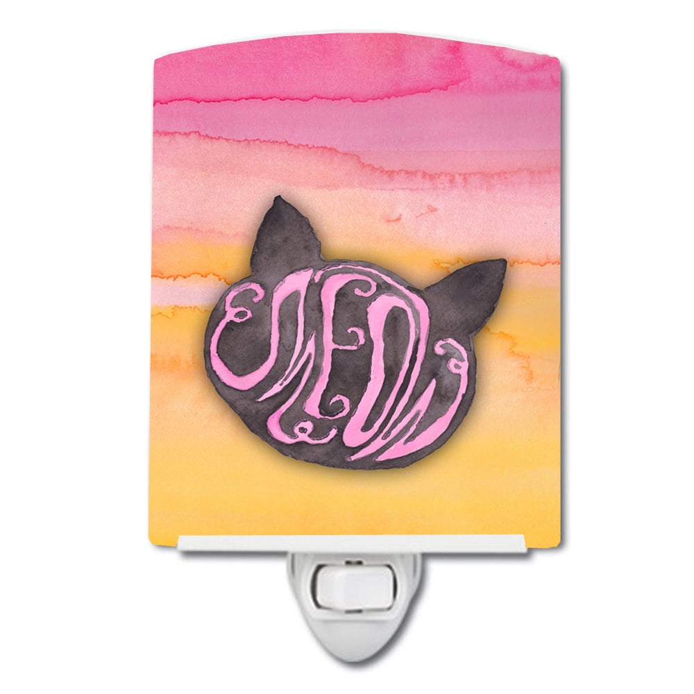 Cat Face Meow Watercolor Ceramic Night Light