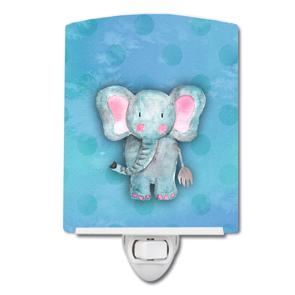 Blue Elepant Watercolor Ceramic Night Light