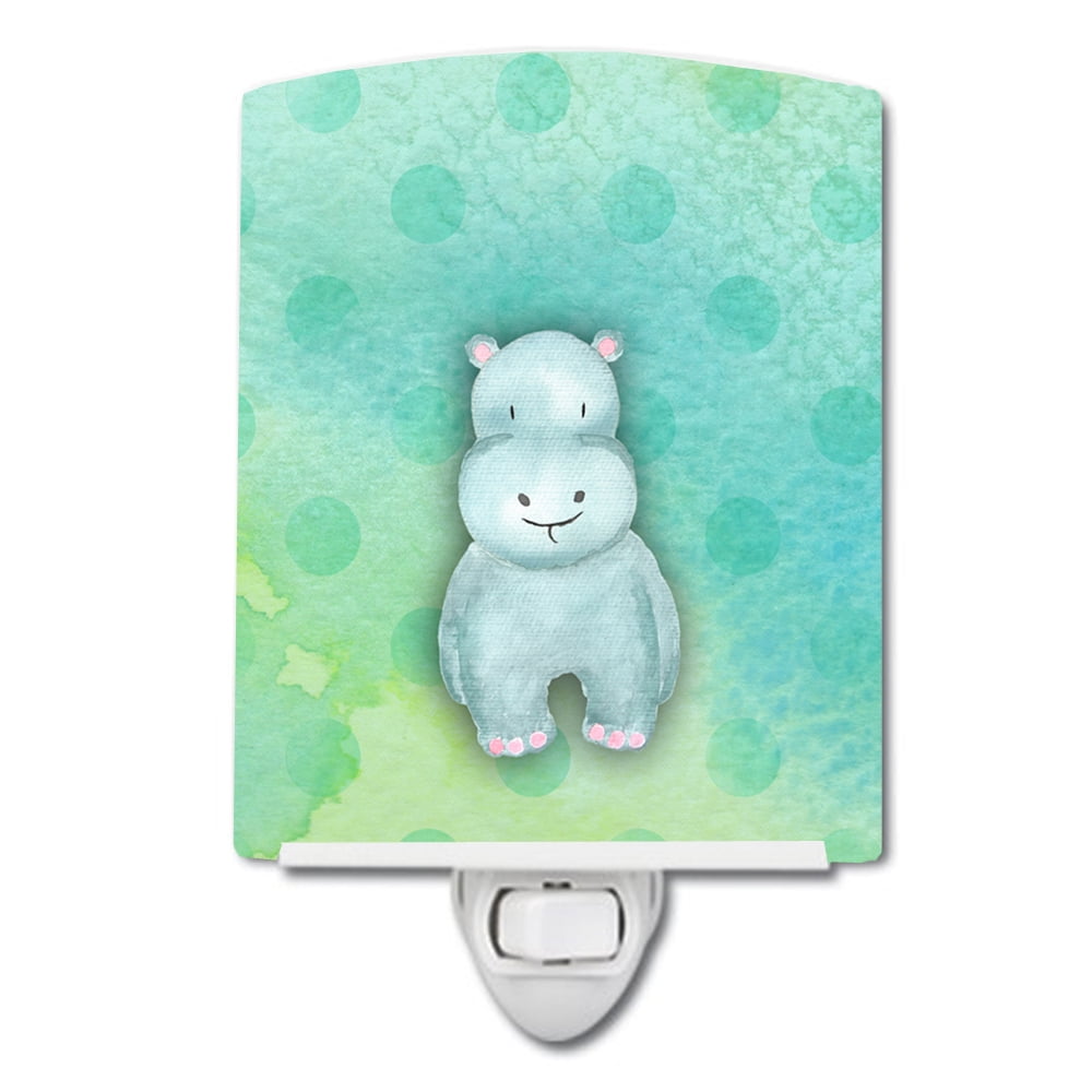 Polkadot Hippopotamus Watercolor Ceramic Night Light