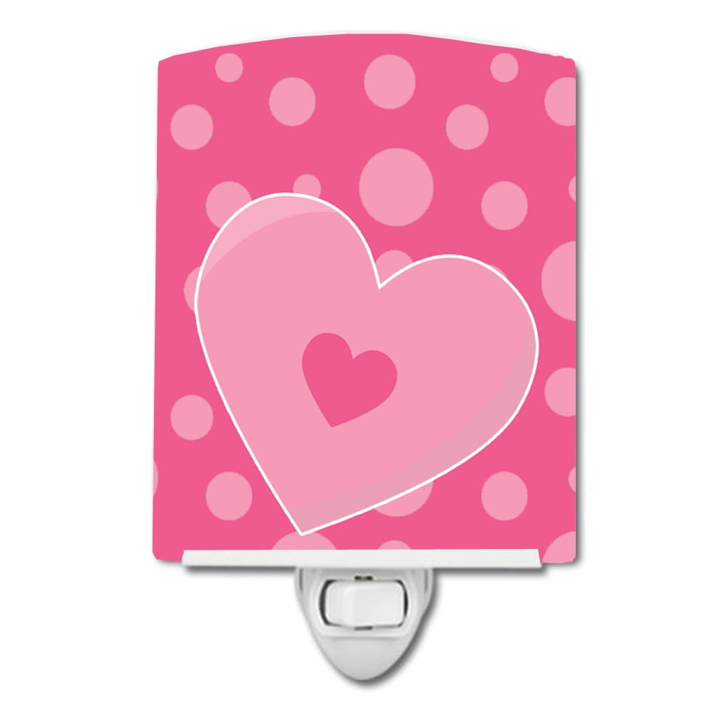 Hearts on Polkadots Ceramic Night Light