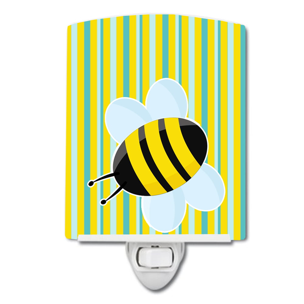 BB8597CNL Bee on Stripes Ceramic Night Light