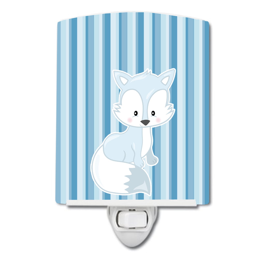 Fox on Blue Stripes Ceramic Night Light